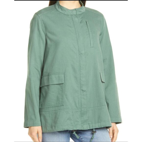 Eileen Fisher Green Organic Cotton Army Utility Cargo Jacket Size PM - Picture 3 of 7